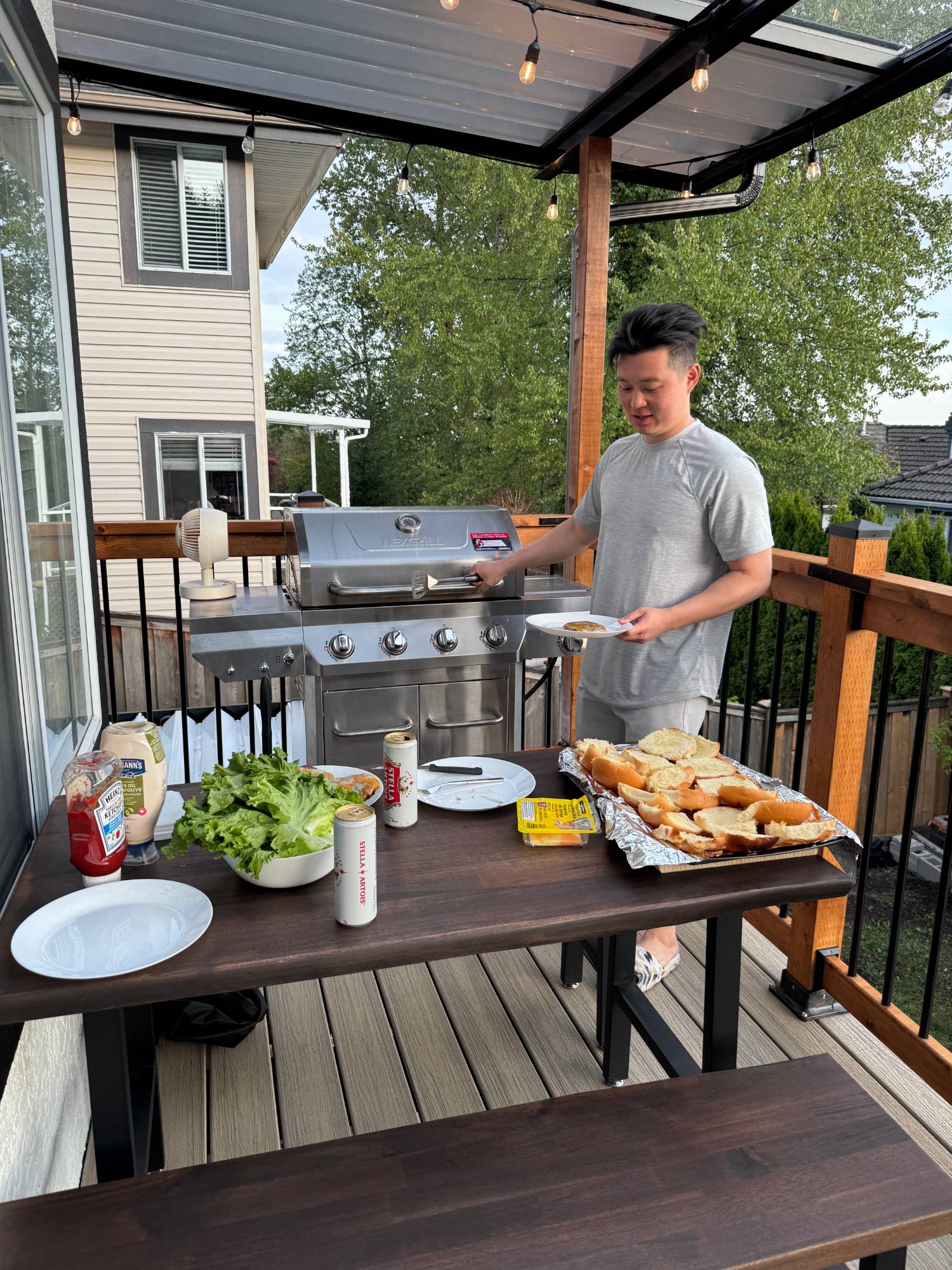 Burger night on the deck