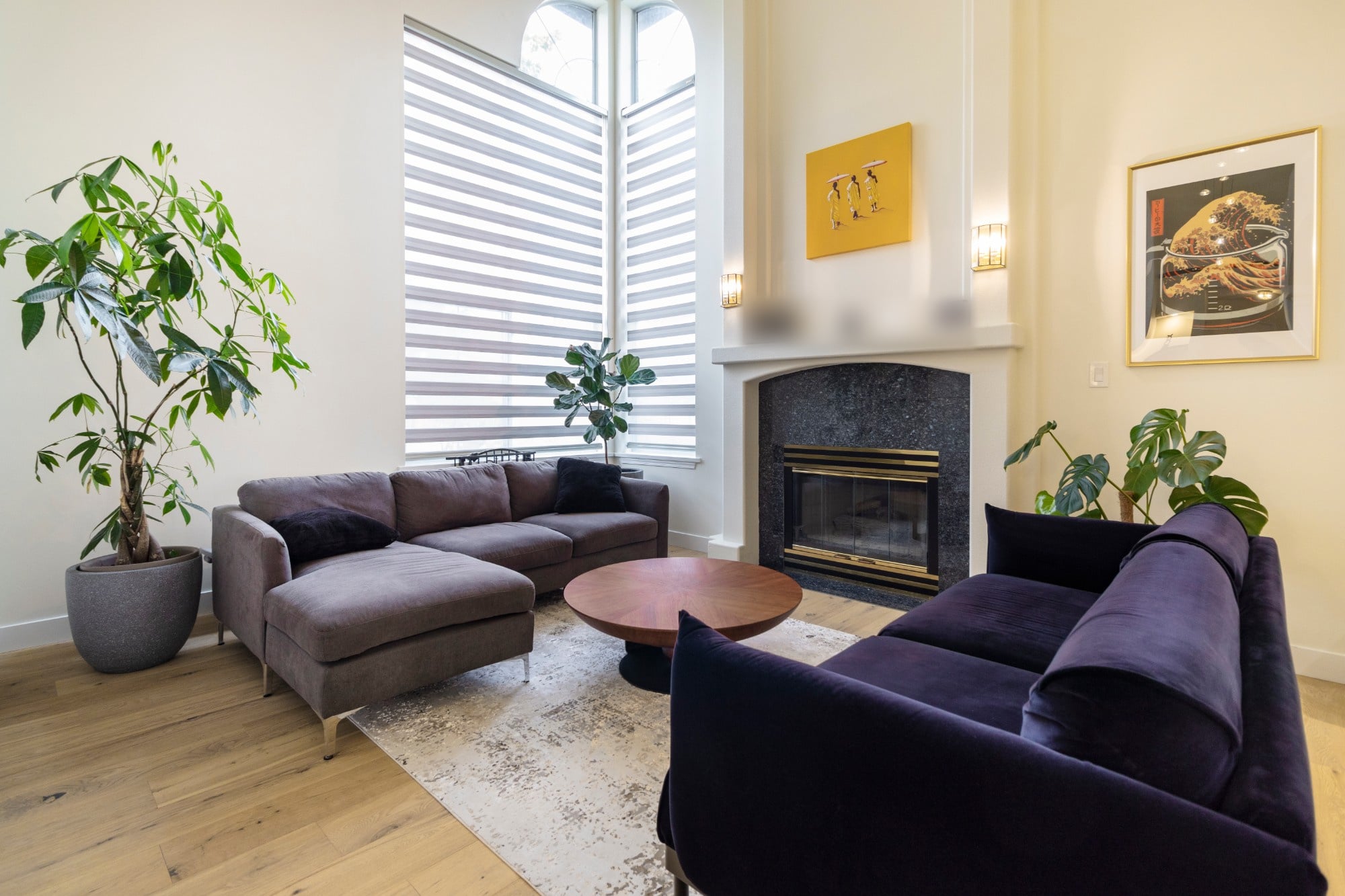 The two-storey living room