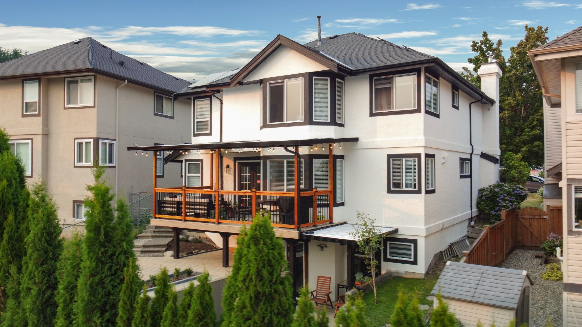 Covered deck above, garden suite below
